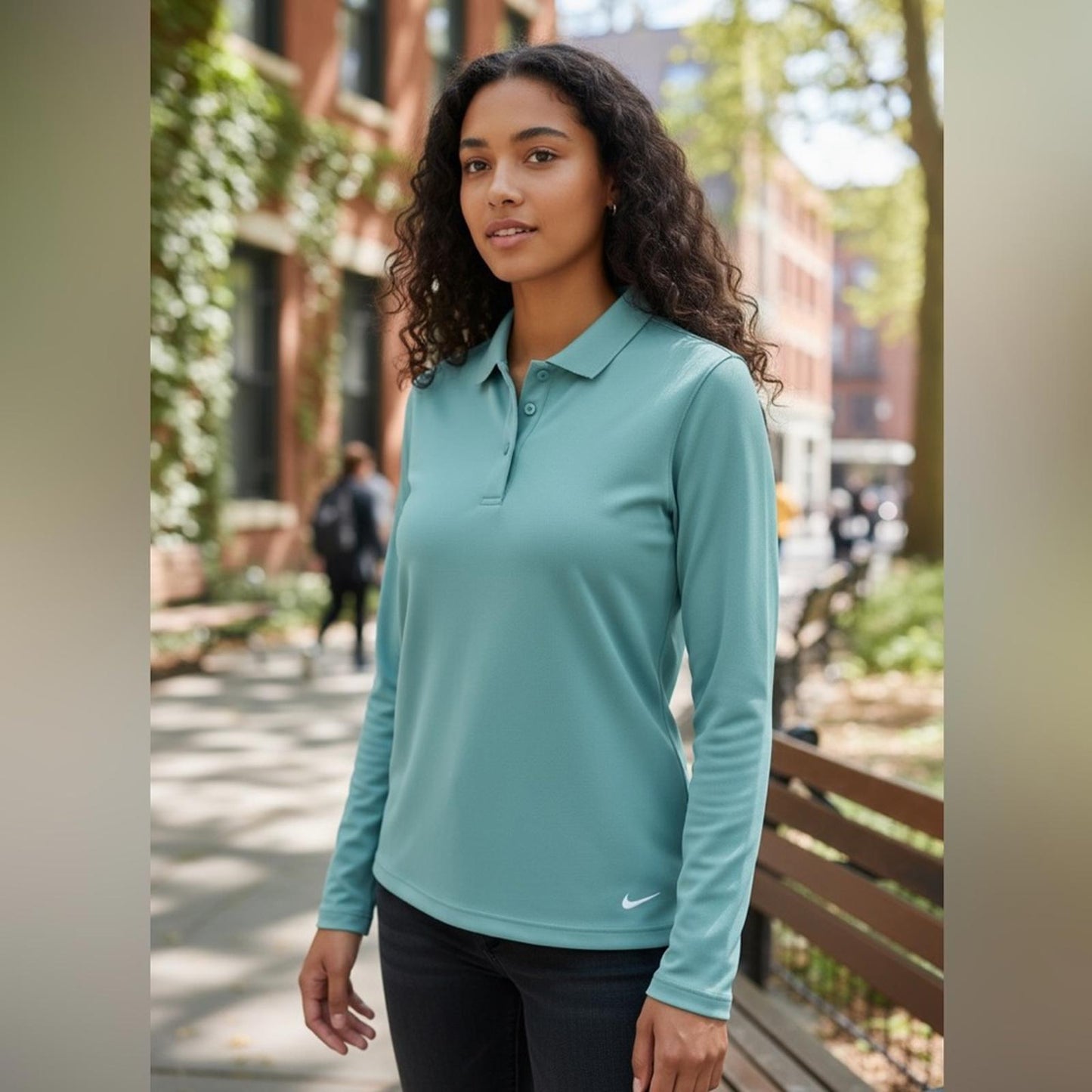 Nike Women's Aqua Long Sleeve Polo