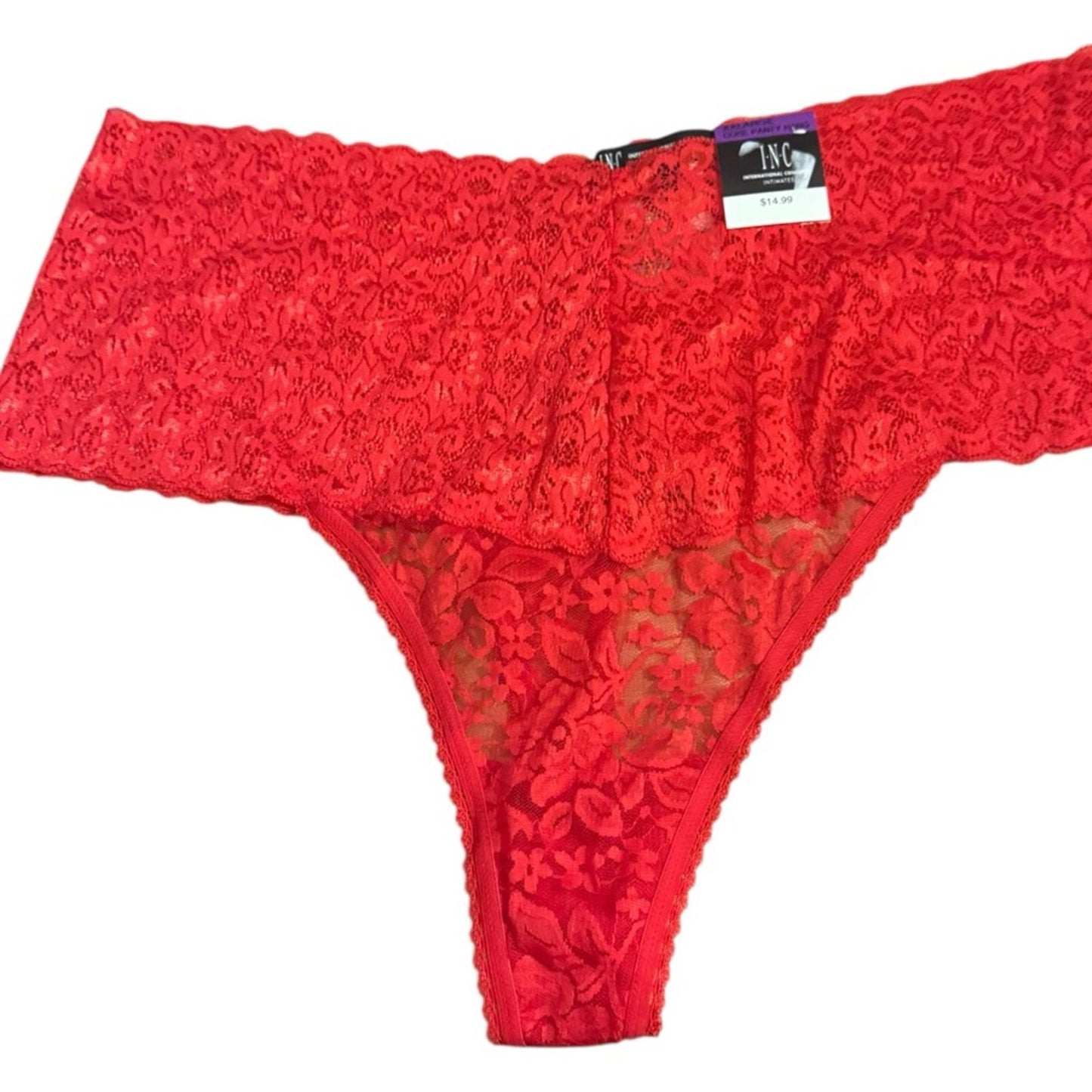 INC High waist Lace Thong Women's Intimates in Red,
