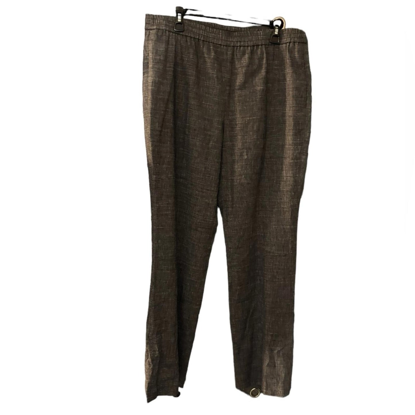 Theory Linen Blend Straight Pull On Pants Navy Melange Eco Sharkskin