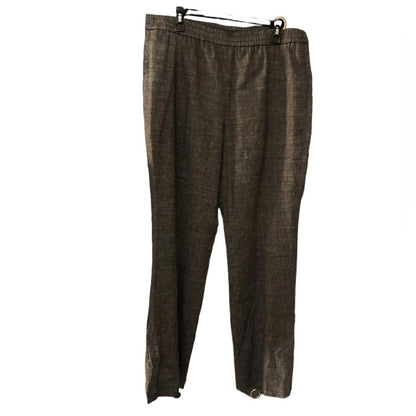 Theory Linen Blend Straight Pull On Pants Navy Melange Eco Sharkskin