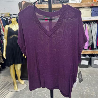 Vince Camuto Purple V-Neck Knit Top