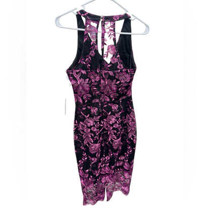 Siena Studio Black and Pink Floral Mini Dress