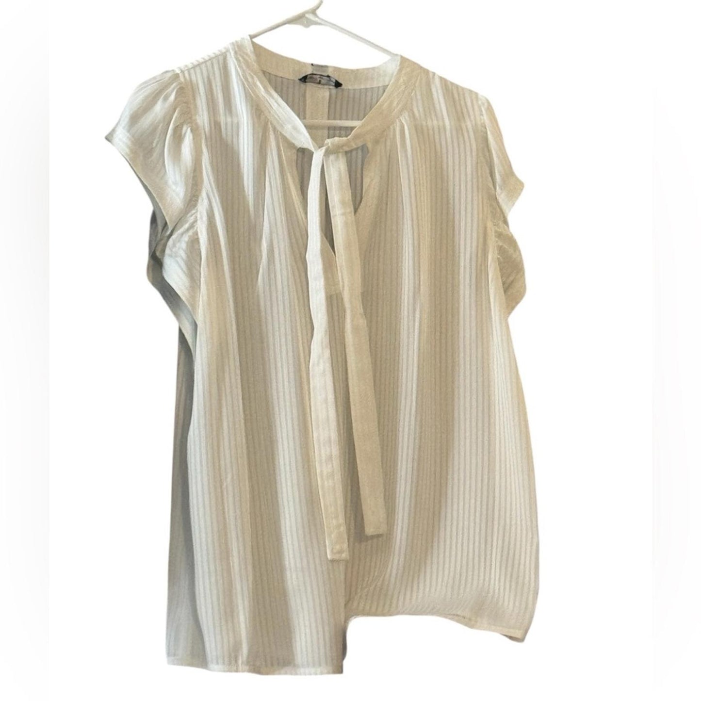 Tommy Hilfiger White Tie-Neck Blouse