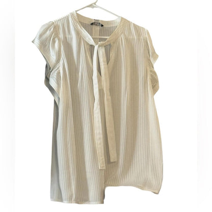 Tommy Hilfiger White Tie-Neck Blouse