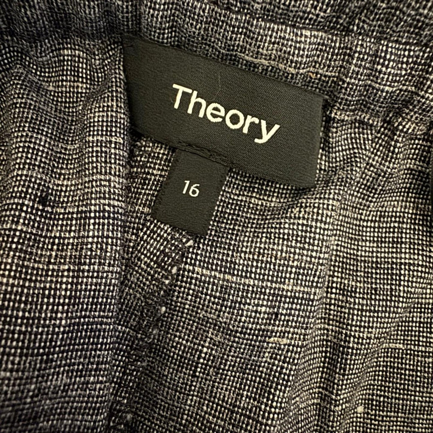 Theory Linen Blend Straight Pull On Pants Navy Melange Eco Sharkskin