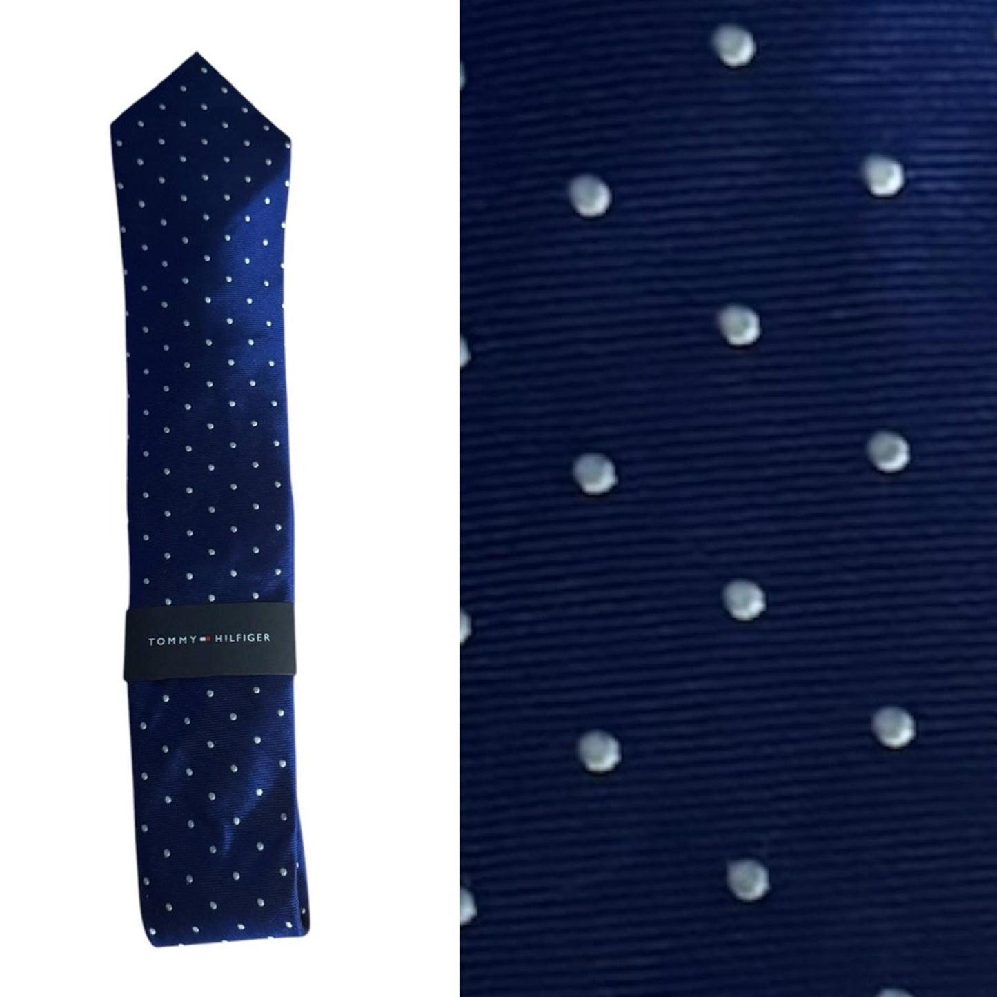 Tommy Hilfiger Navy Blue Polka Dot Tie