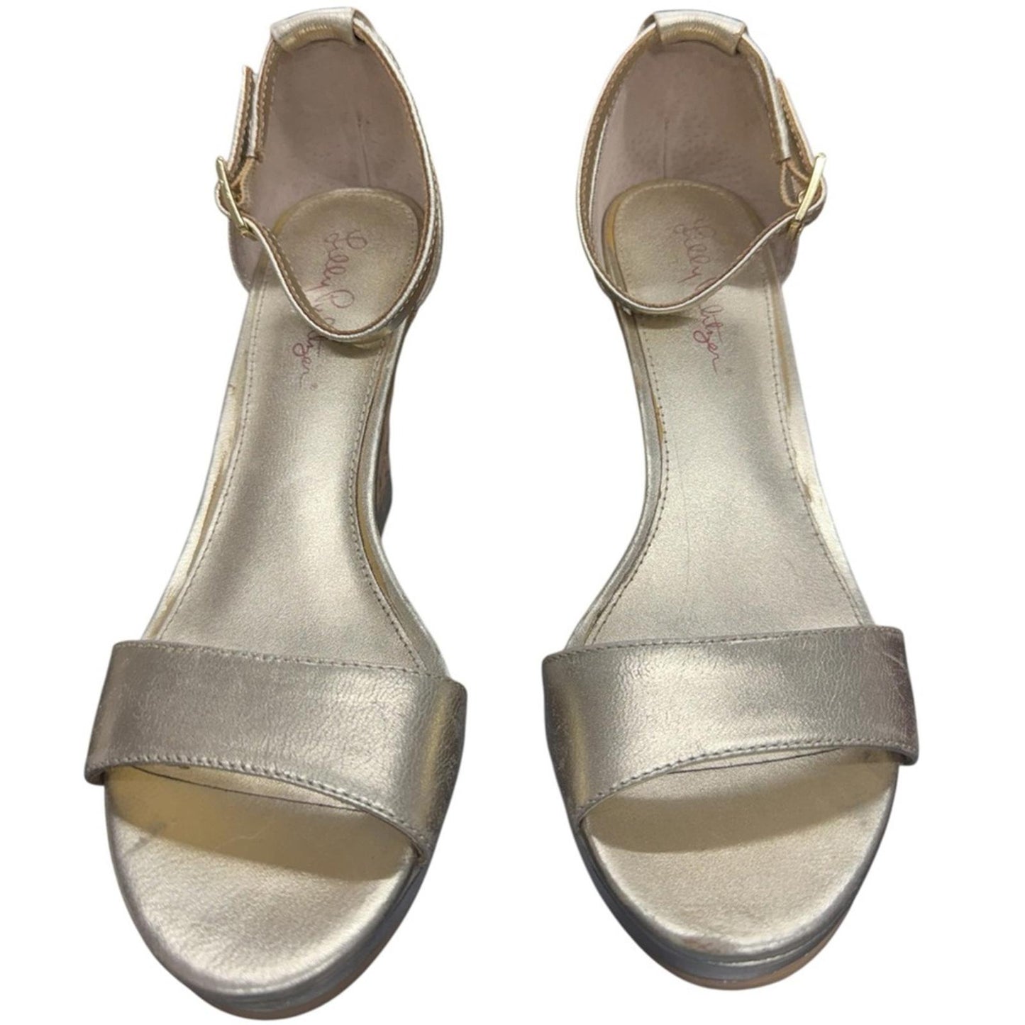 Pre-Love Lilly Pulitzer, Elegant Gold Wedge Sandals
