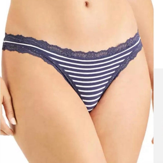 Jenni Navy and White Striped Lace Trim Panty