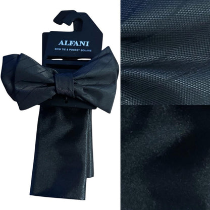 Alfani Black Bow Tie and Pocket Square Set