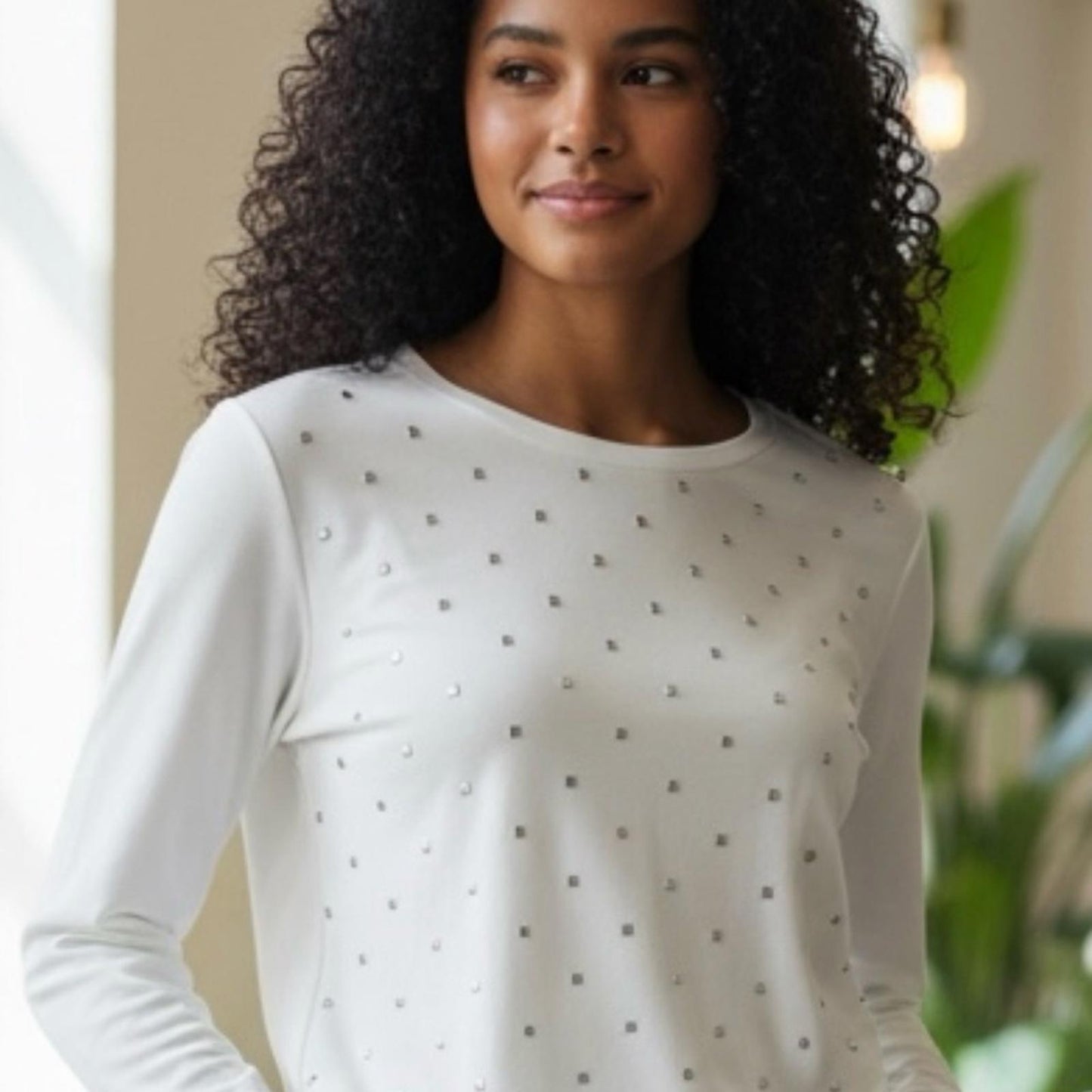 DKNY Elegant White Studded Women's Top