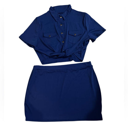 Elegant Blue Women's Skirt Set