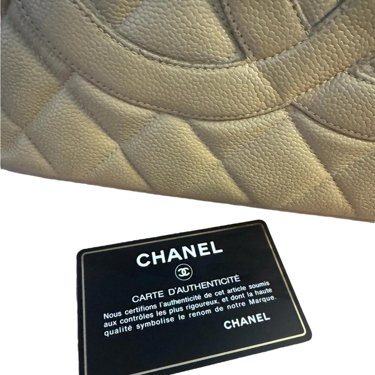 Chanel Caviar authentic Skin Tote Tan Chanel Quilted Tote Bag
