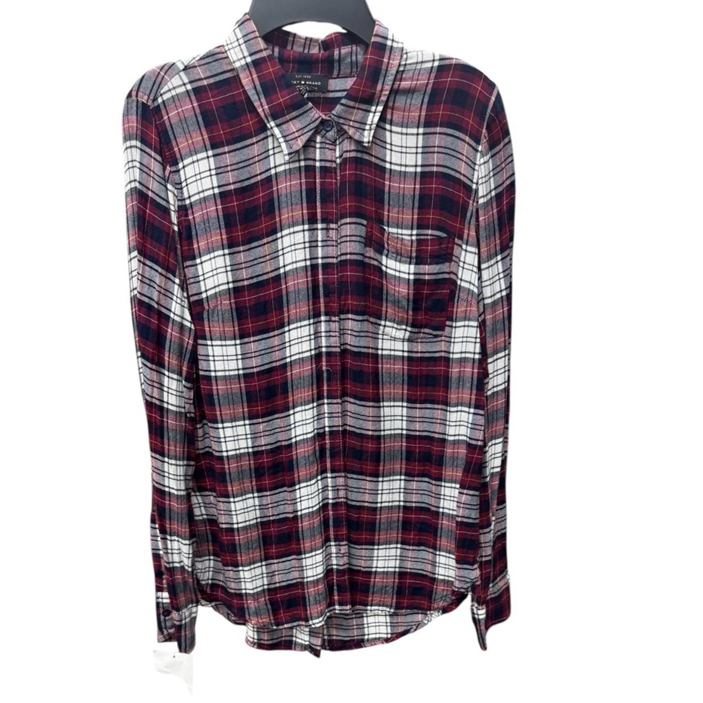 Lucky Brand Burgundy and White Plaid Shirt