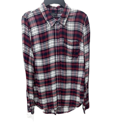 Lucky Brand Burgundy and White Plaid Shirt