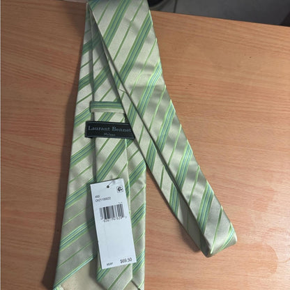 Laurant Bennet Milano Elegant Green Striped Men's Tie