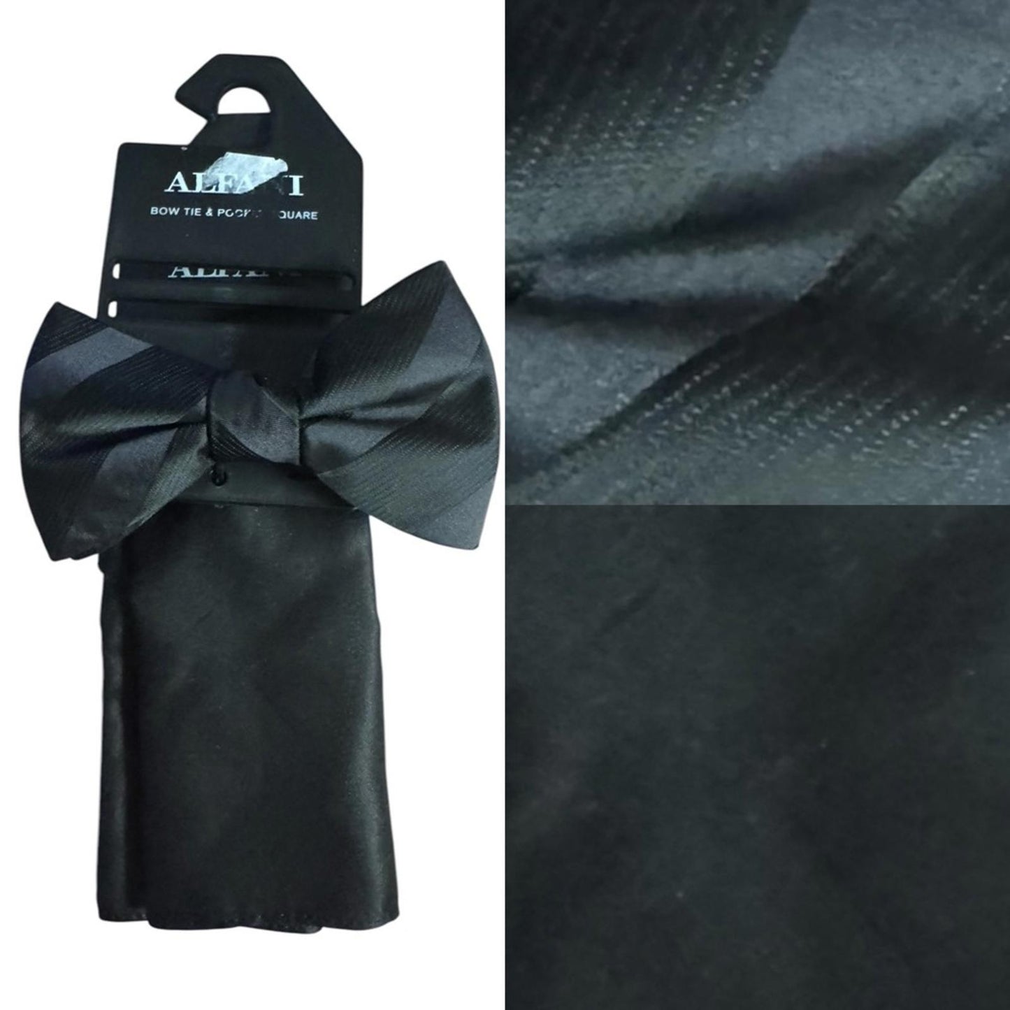 Alfani Black Bow Tie and Pocket Square Set
