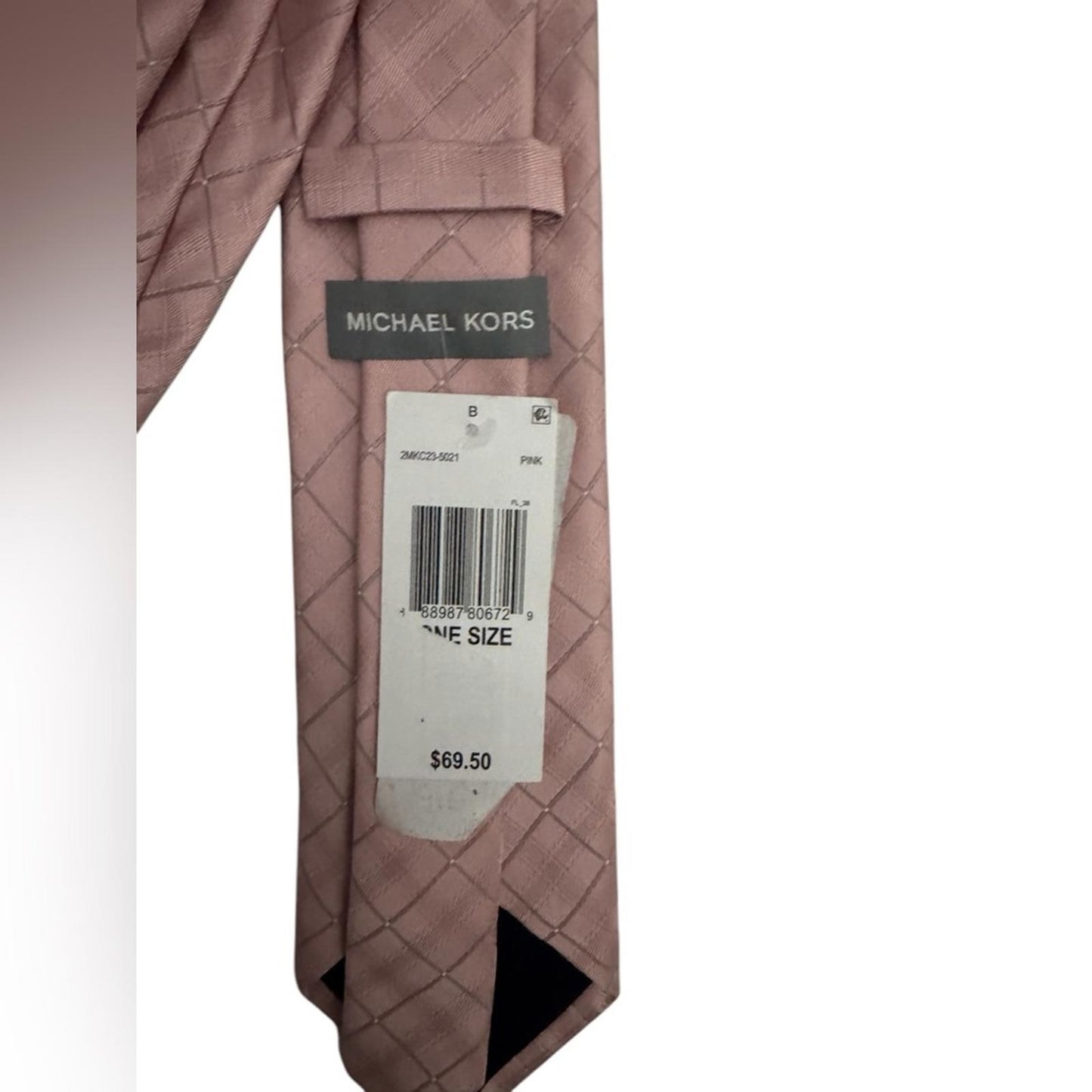 Michael Kors Elegant Pink Plaid Men's Tie