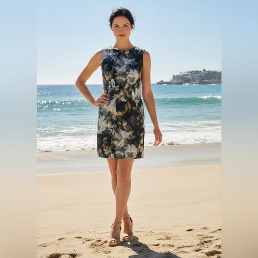 Calvin Klein Black and White Floral Dress