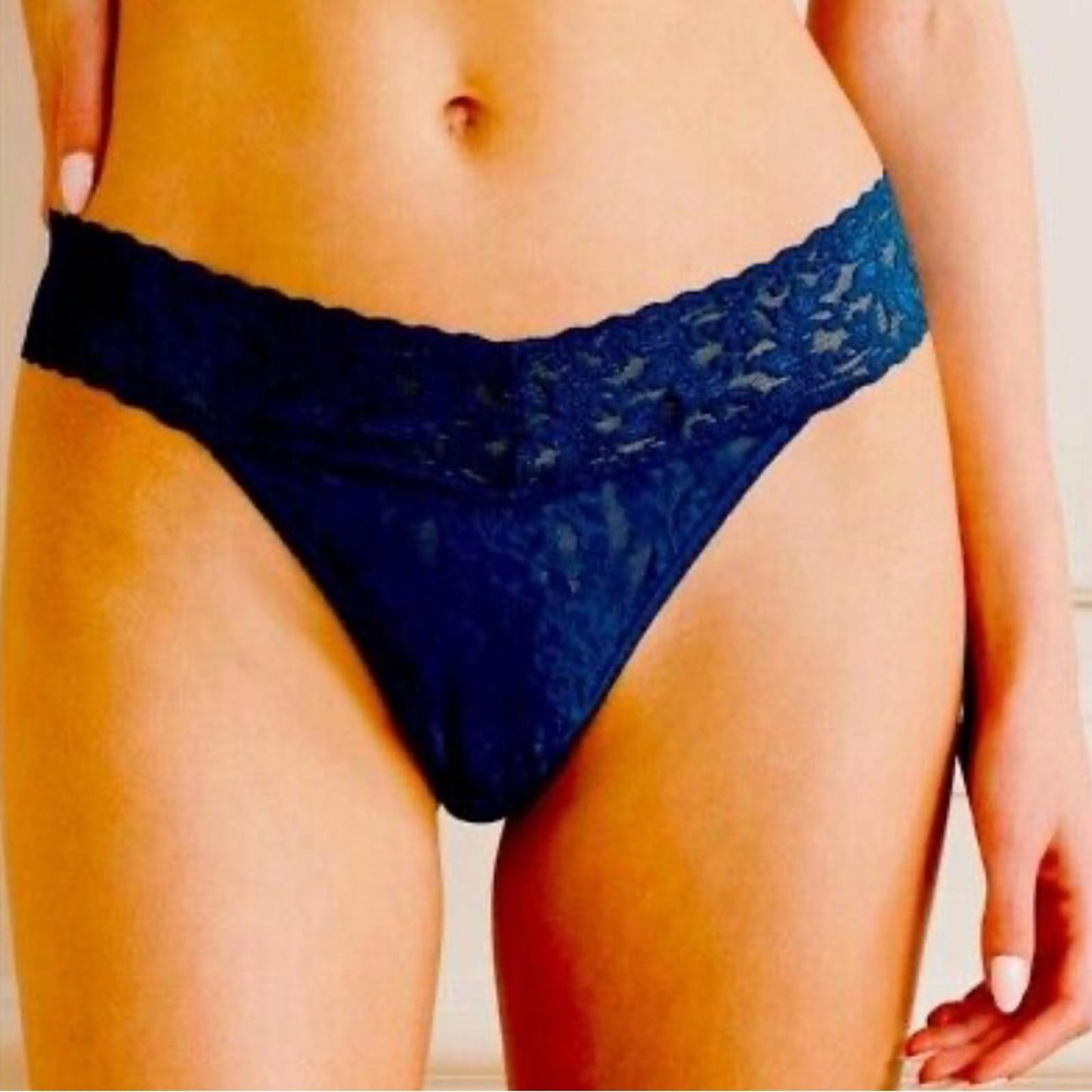 INC International Concepts Lace Thong Underwear Navy Sea