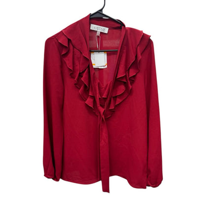 Kasper Burgundy Ruffle Blouse