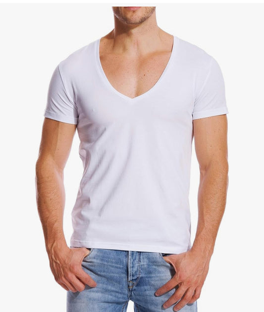 Stanfields Men's Invisible Deep V-Neck T-Shirt - White