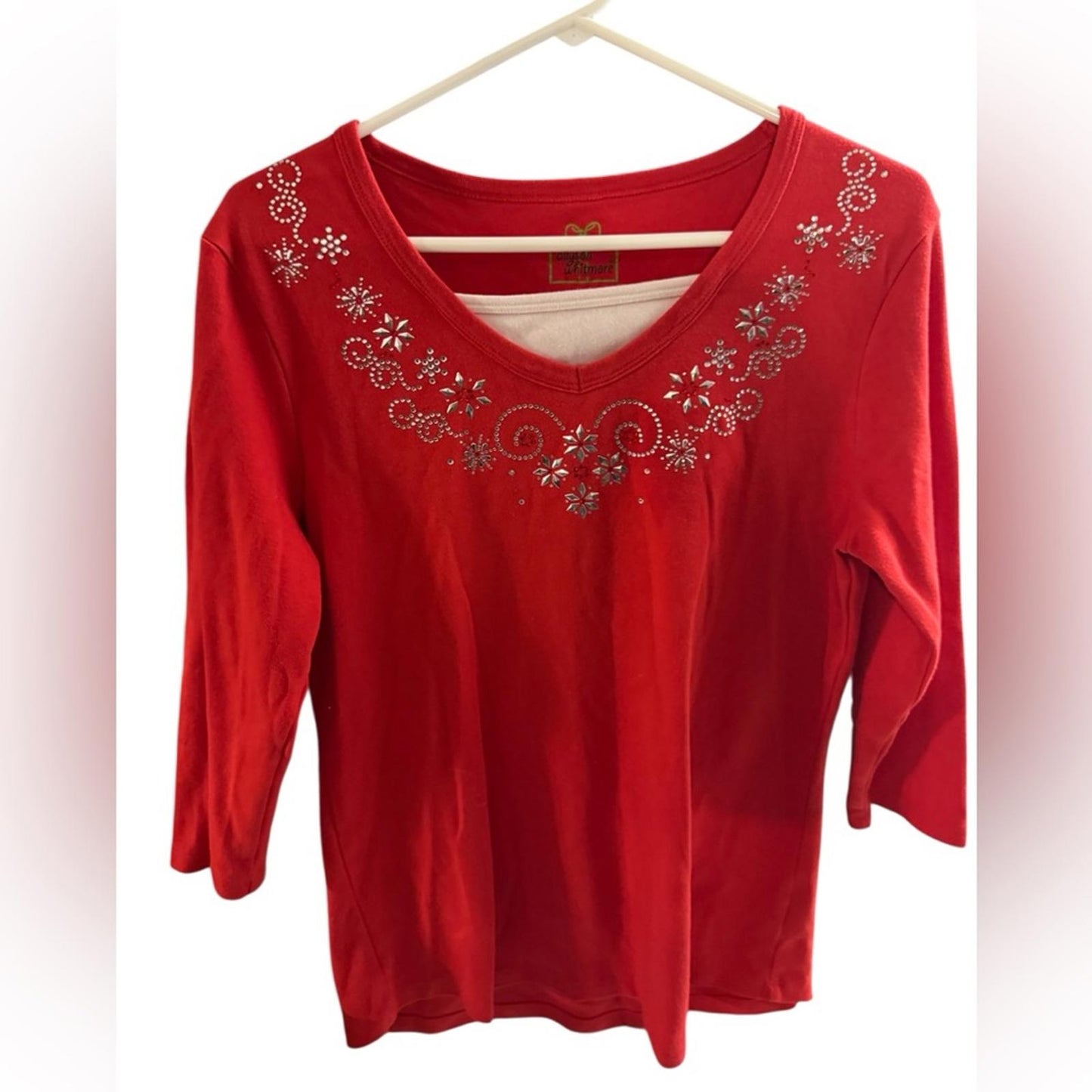 Pre-Love Allyson Whitmore Red Floral Long Sleeve Top