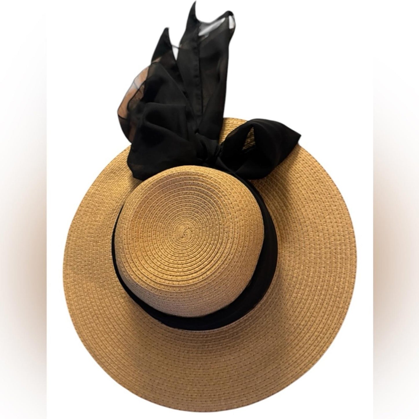 Elegant Tan Sun Hat with black Accent