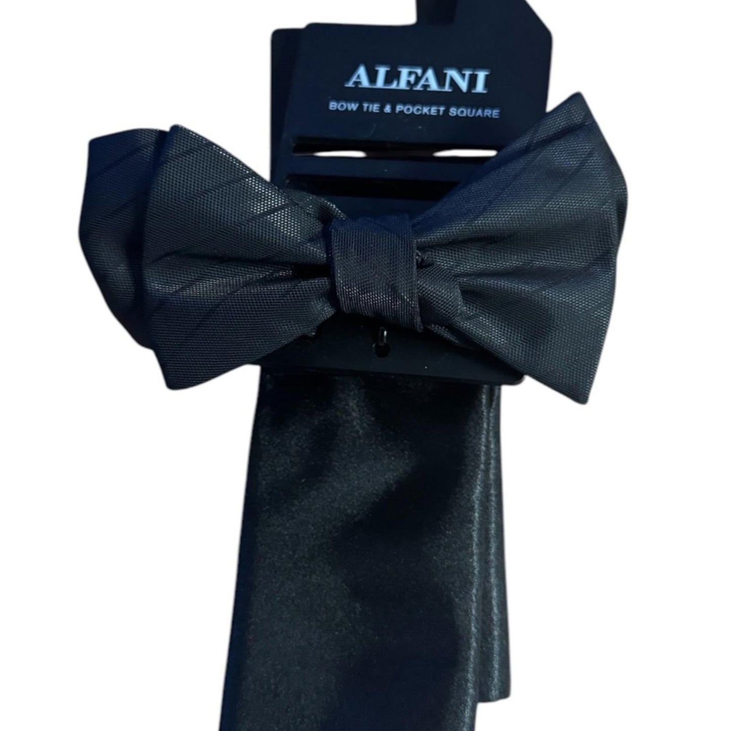 Alfani Black Bow Tie and Pocket Square Set