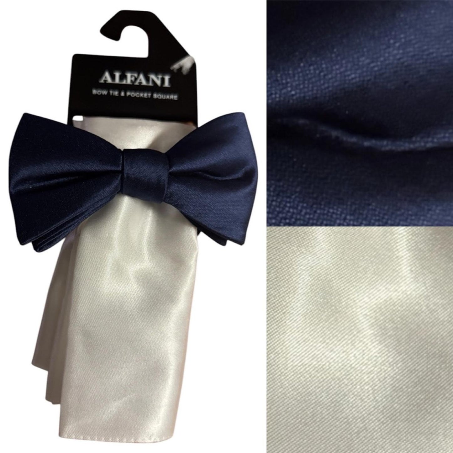 Alfani Navy and White Bow Tie Set
