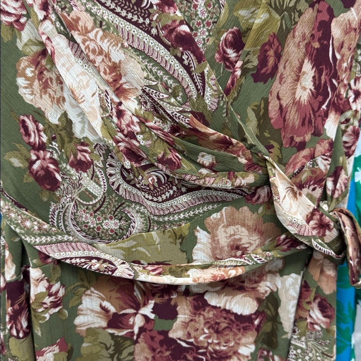 Lauren Ralph Lauren Floral Midi Dress in Green and Pink