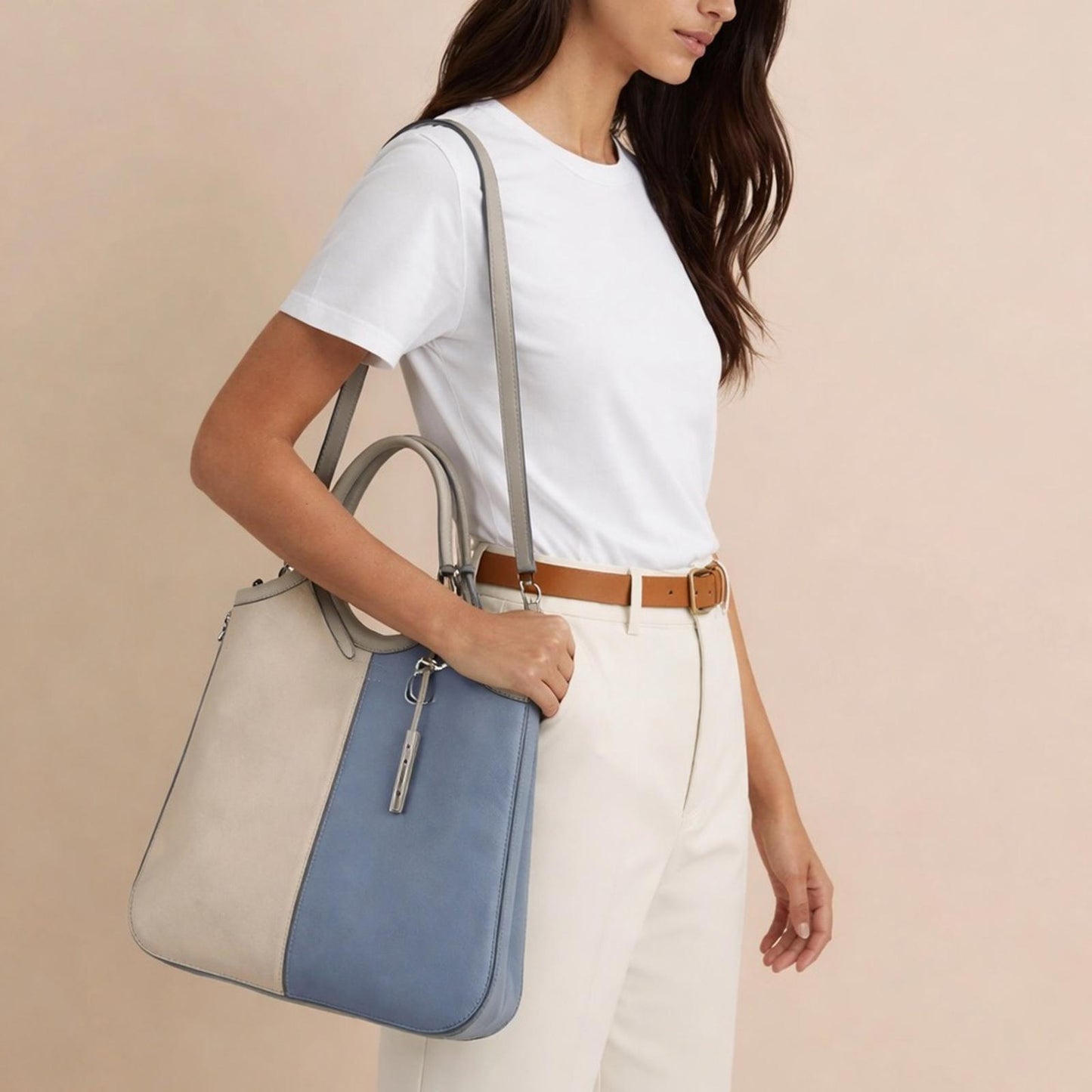 Calvin Klein Blue and Gray Tote Bag