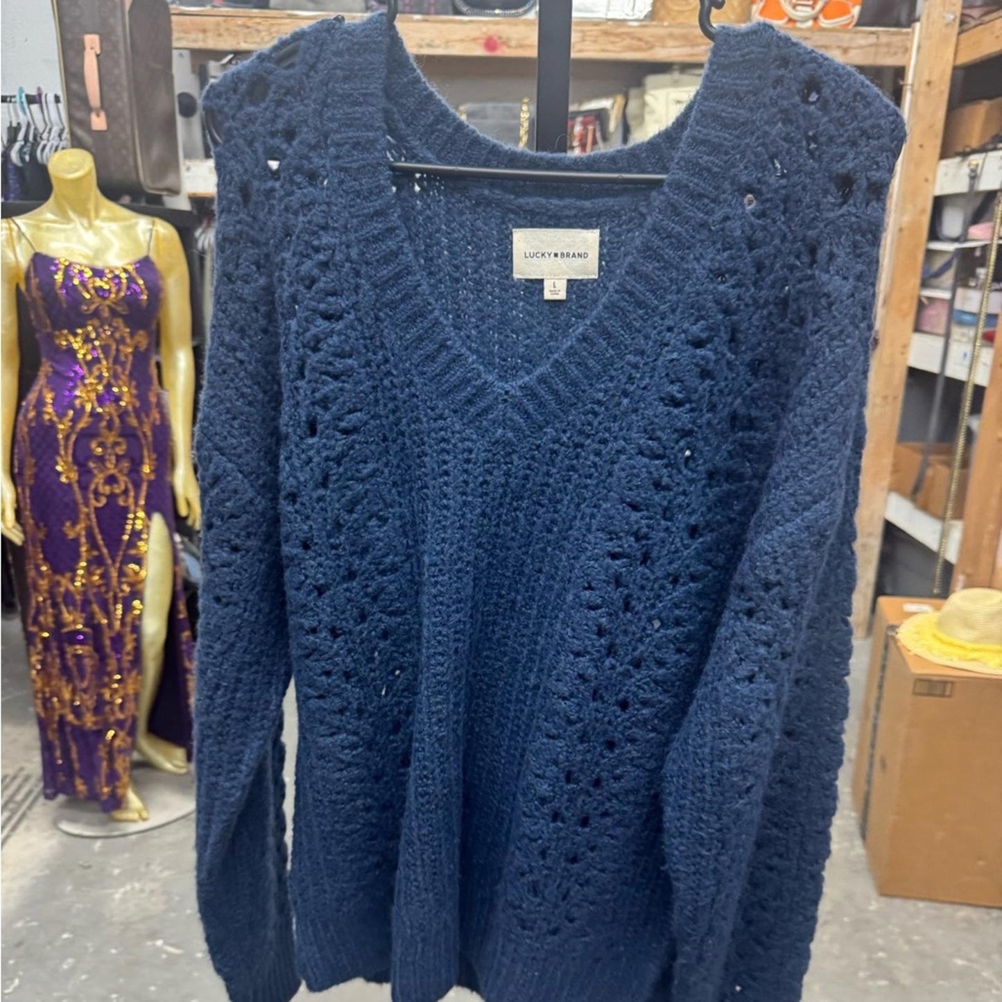 Lucky brand Women's Blue Knit Sweater