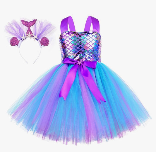 Tutu Dreams Summer 4 Colors Mermaid Dress for Girls with Headband