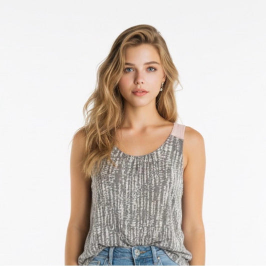 Pre-Love Elegant Gray and Pink Women's Pajama Top