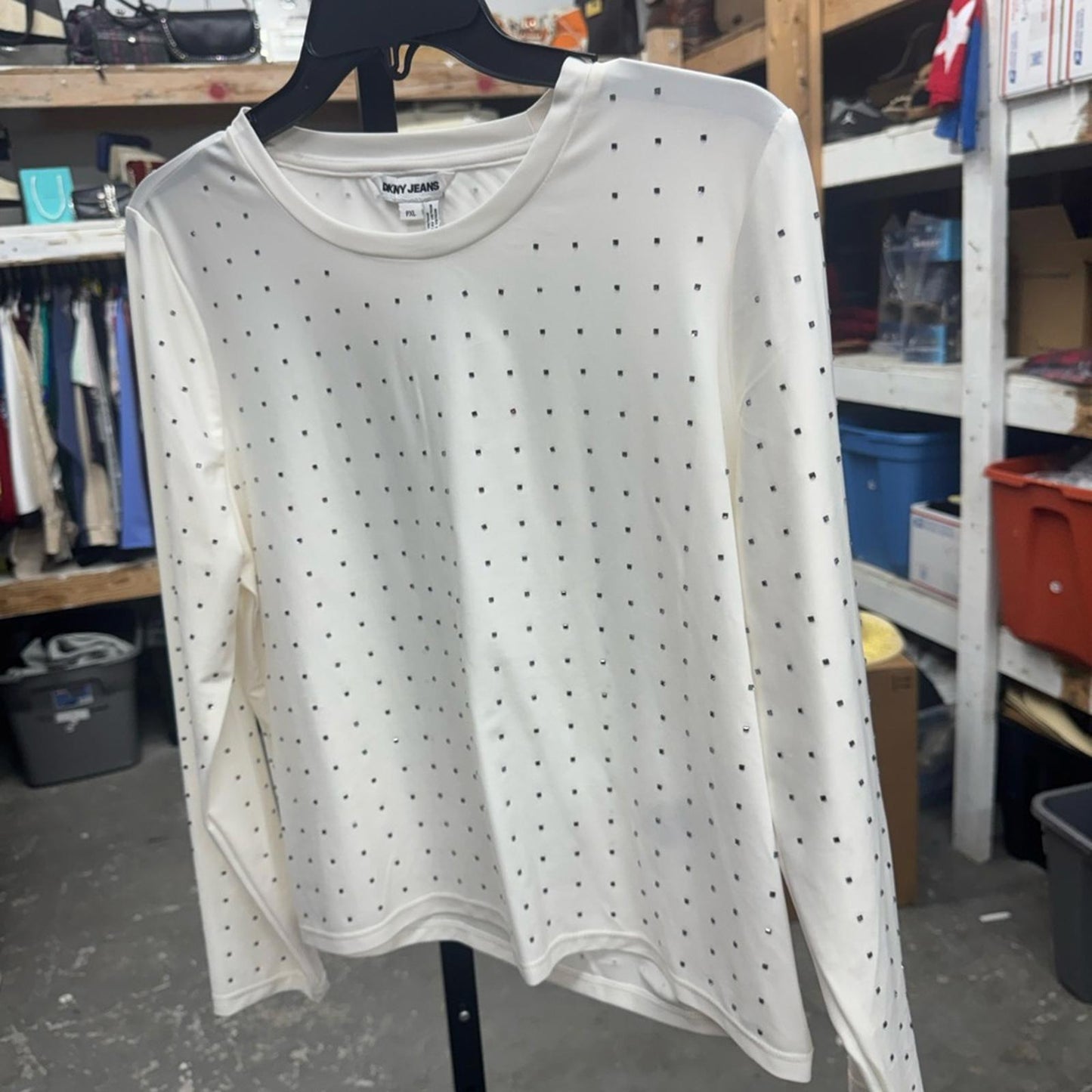 DKNY Elegant White Studded Women's Top