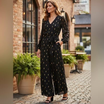 MSK Elegant Black and Gold Jumpsuit