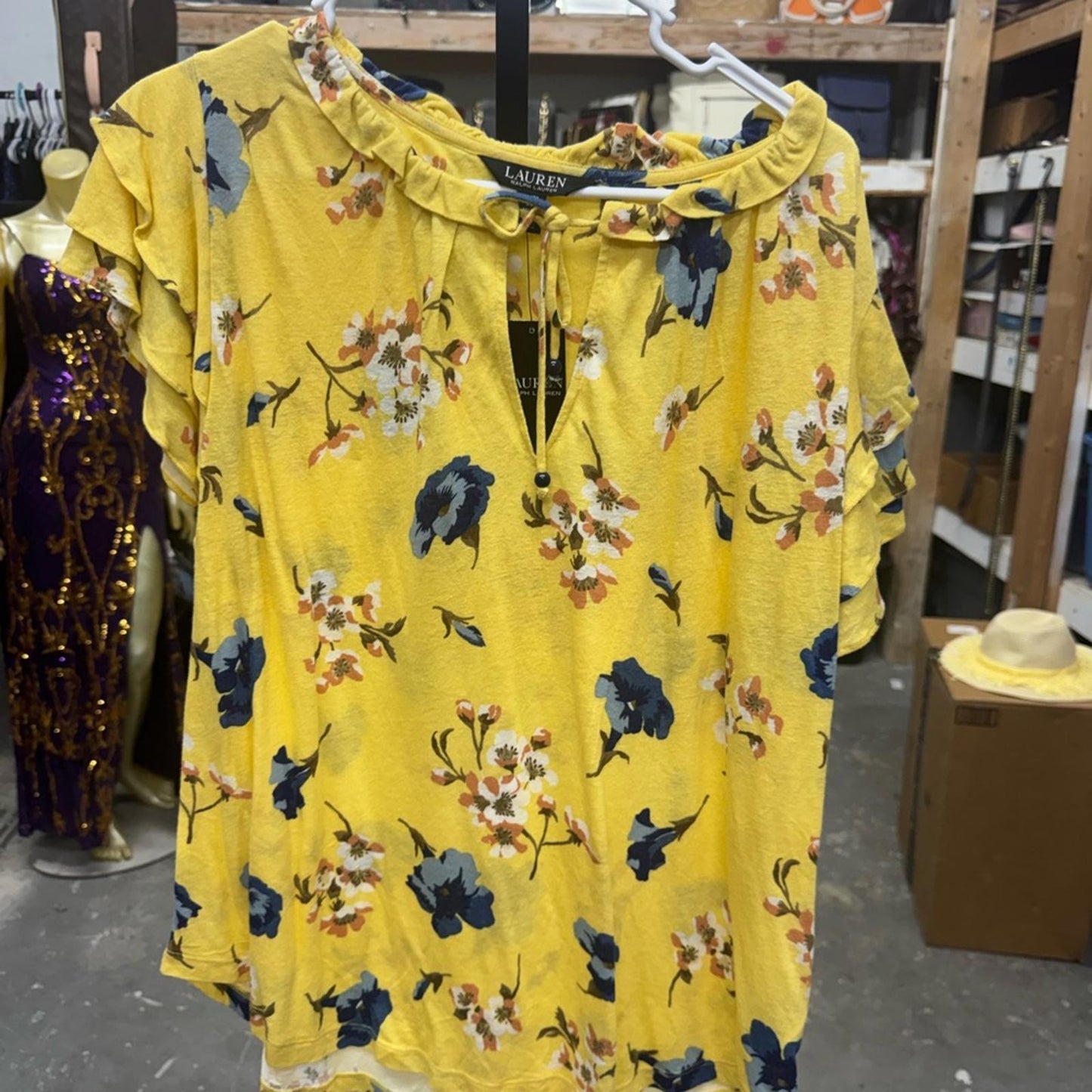 Lauren, Ralph Lauren Yellow Floral Women's Top