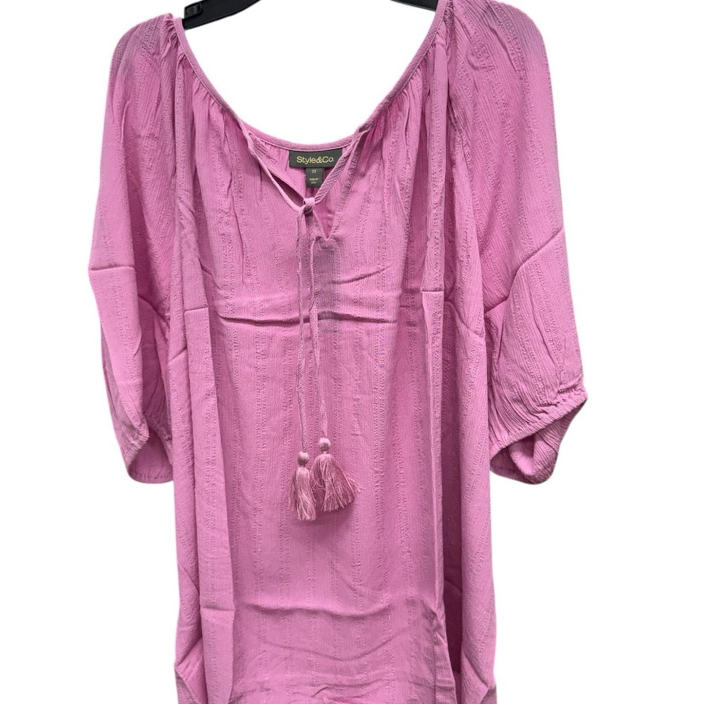Style & Co. Women's Blush Tassel Blouse