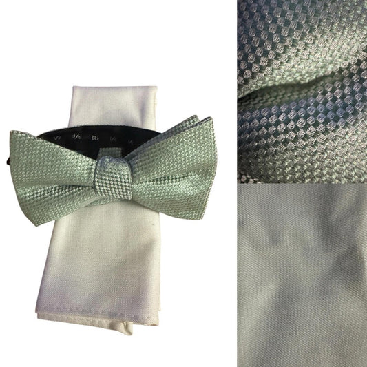 Elegant Mint Green Bow Tie and Pocket Square Set