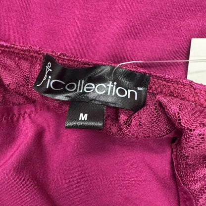 iCollection Elegant Lace Trim raspberry Nightgown