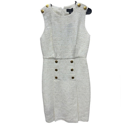 Donna Karan White Midi Dress with Gold Accents