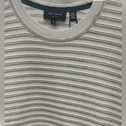Ted Baker Striped Cream and Gray Knit Sweater