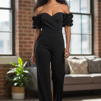 Xscape Elegant Black Off-Shoulder Jumpsuit