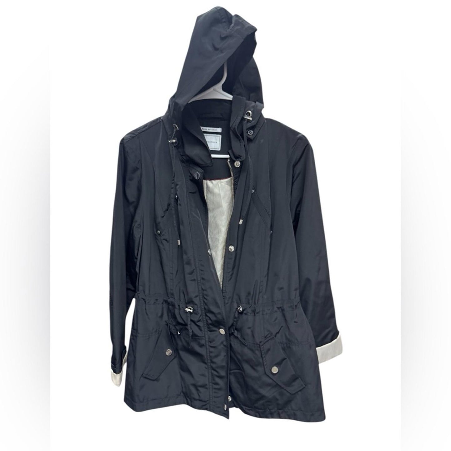 Charter Club Black Utility Jacket with Hood