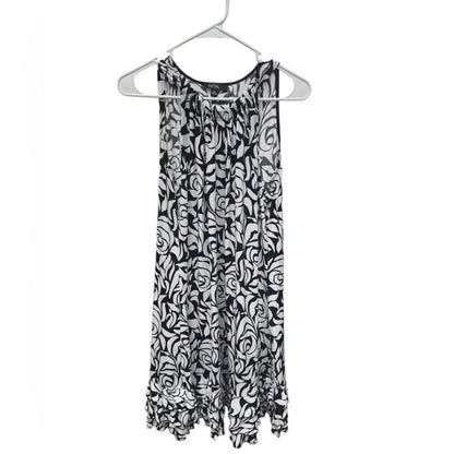 MSK Black and White Rose Midi Dress