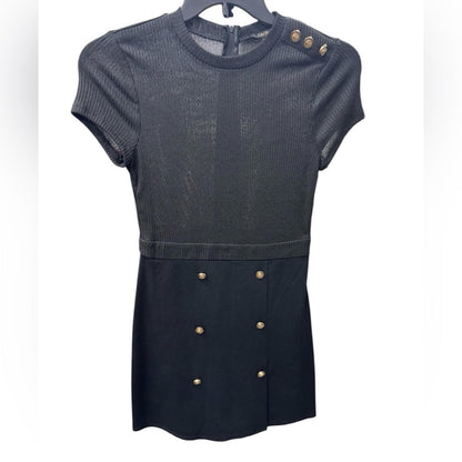 City Studio Black Dress with Gold Button Details