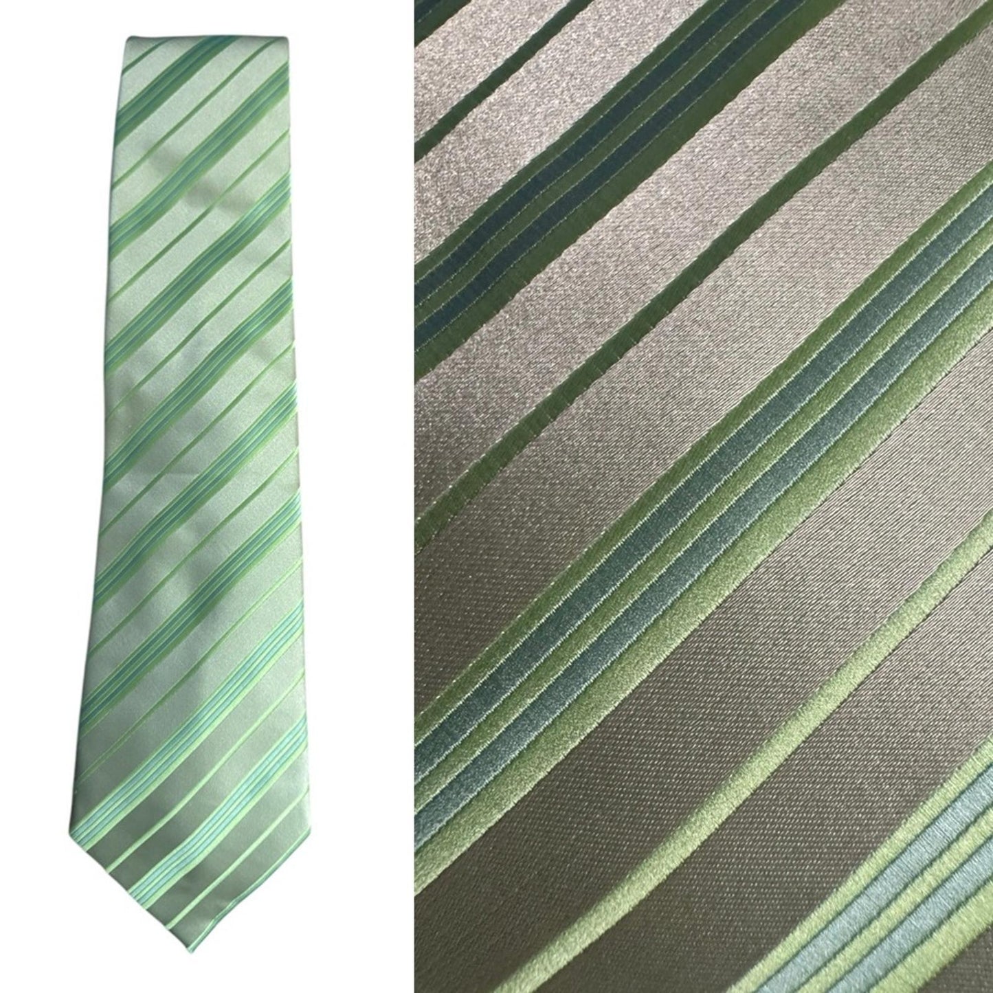 Laurant Bennet Milano Elegant Green Striped Men's Tie