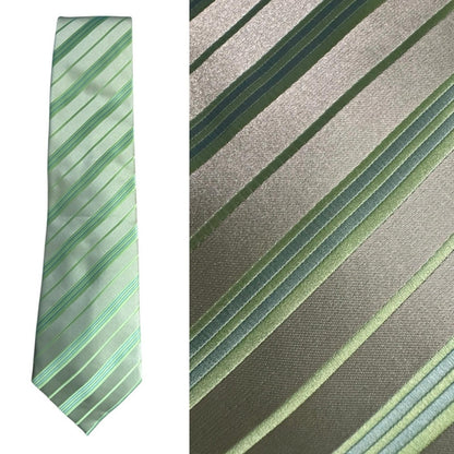 Laurant Bennet Milano Elegant Green Striped Men's Tie