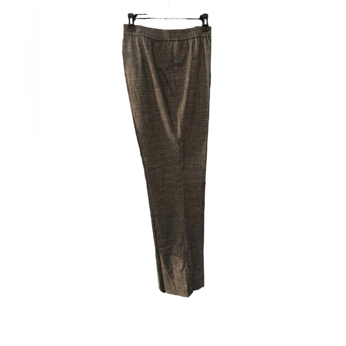 Theory Linen Blend Straight Pull On Pants Navy Melange Eco Sharkskin