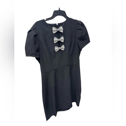 City Studio Black Dress with Silver Bow Details